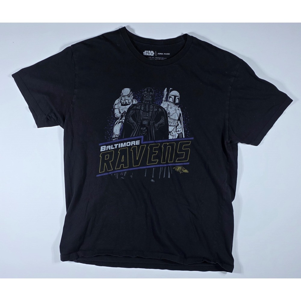 Baltimore Ravens Star‎ Wars Junk Food Men's Large Black T-Shirt Darth Vader NFL